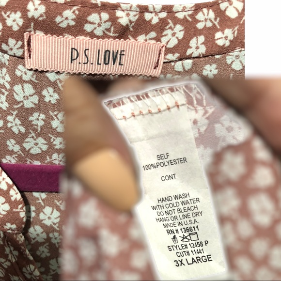 16 P.S. LOVE - MAUVE Ditsy Floral Button-down Blouse - Picture 3 of 4